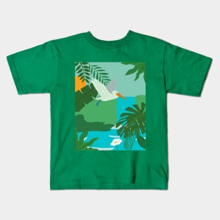 Lush waterfall illustration Kids T-Shirt